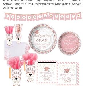 Pink & White Graduation Tableware